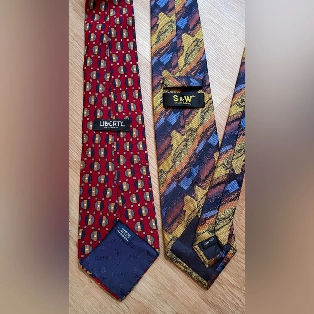 Bundle lot of 2 men’s ties silk colorful Liberty of London S&W